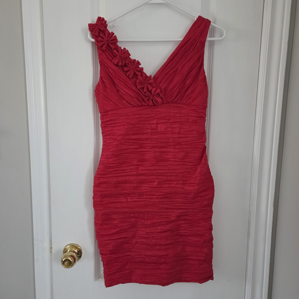 Adrianna Papell One Shoulder Red Dress